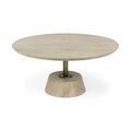 Homeroots 16 x 32 x 32 in. Wooden Pedestal Coffee Table, Light Brown 393167